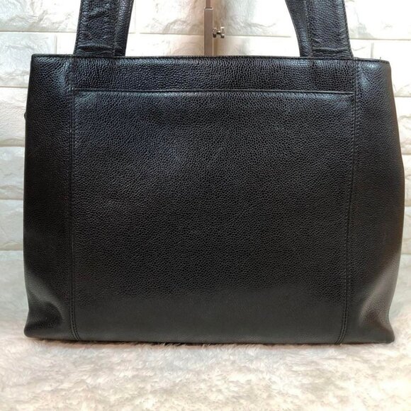 Authentic CHANEL CC Timeless Caviar Logo Shoulder Tote Bag Black Leather Purse - Picture 6 of 16